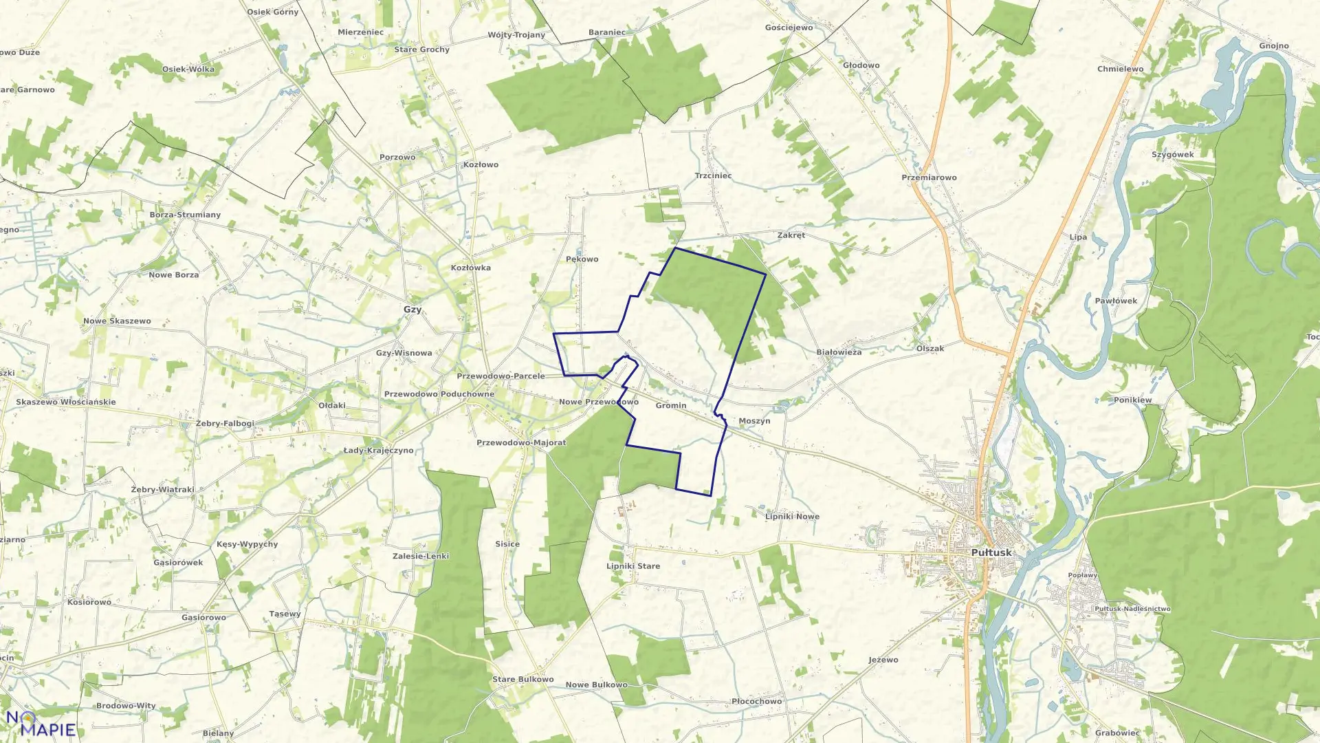 Mapa obrębu GROMIN w gminie Pułtusk