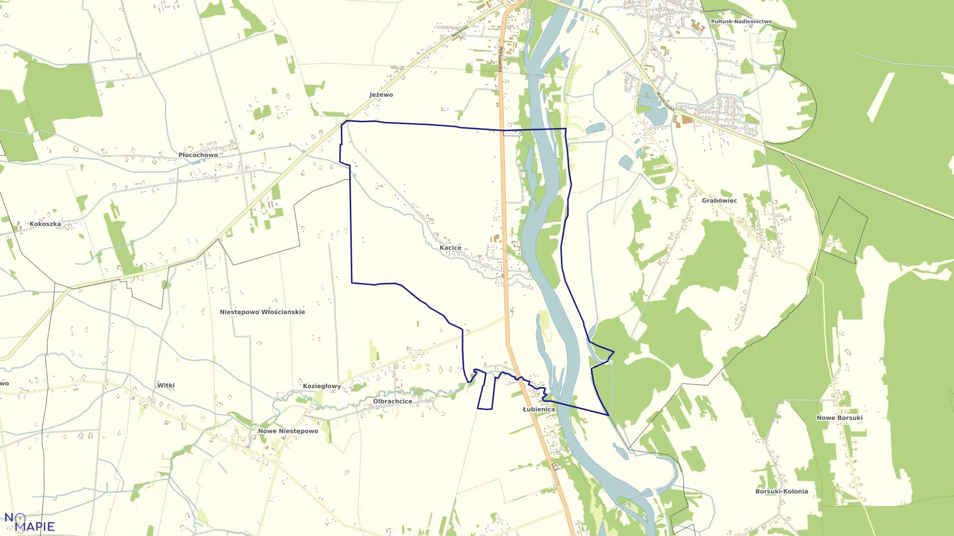 Mapa obrębu KACICE w gminie Pułtusk