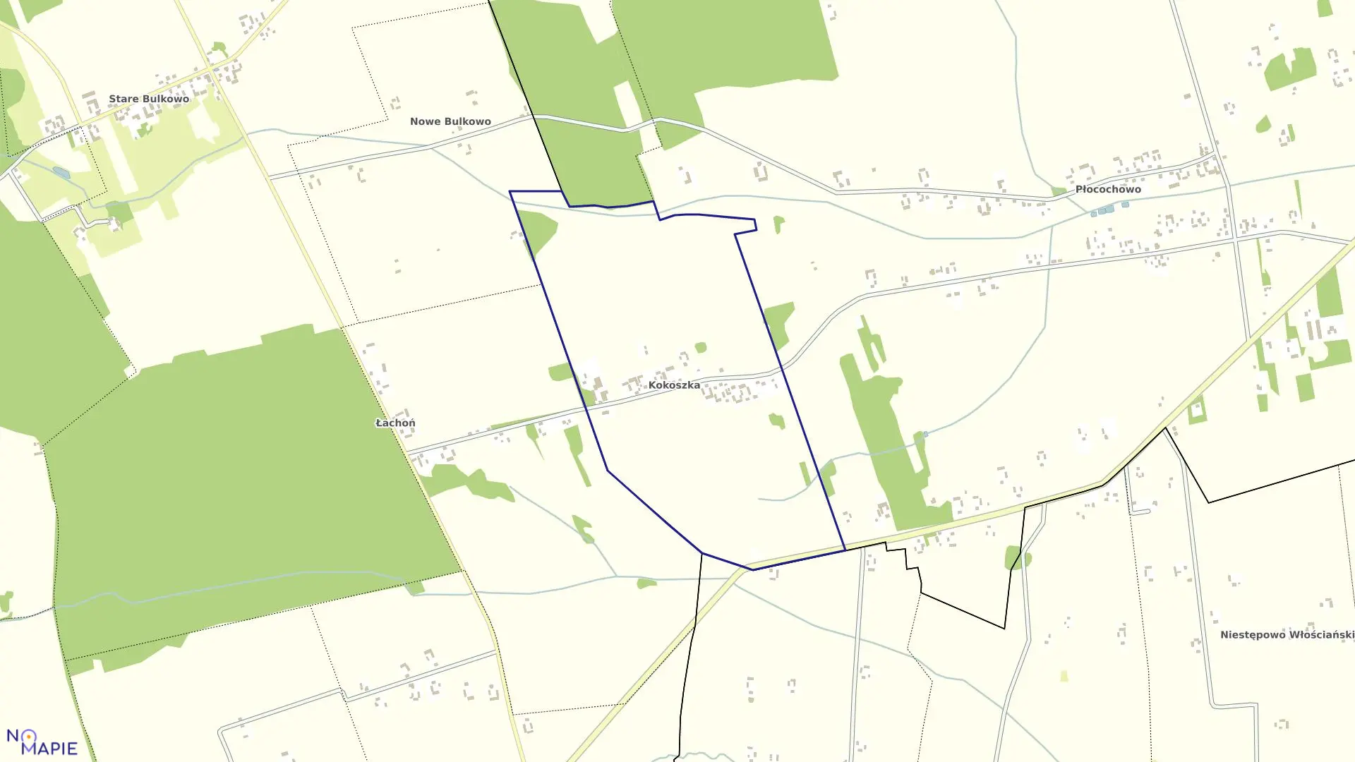 Mapa obrębu KOKOSZKA w gminie Pułtusk