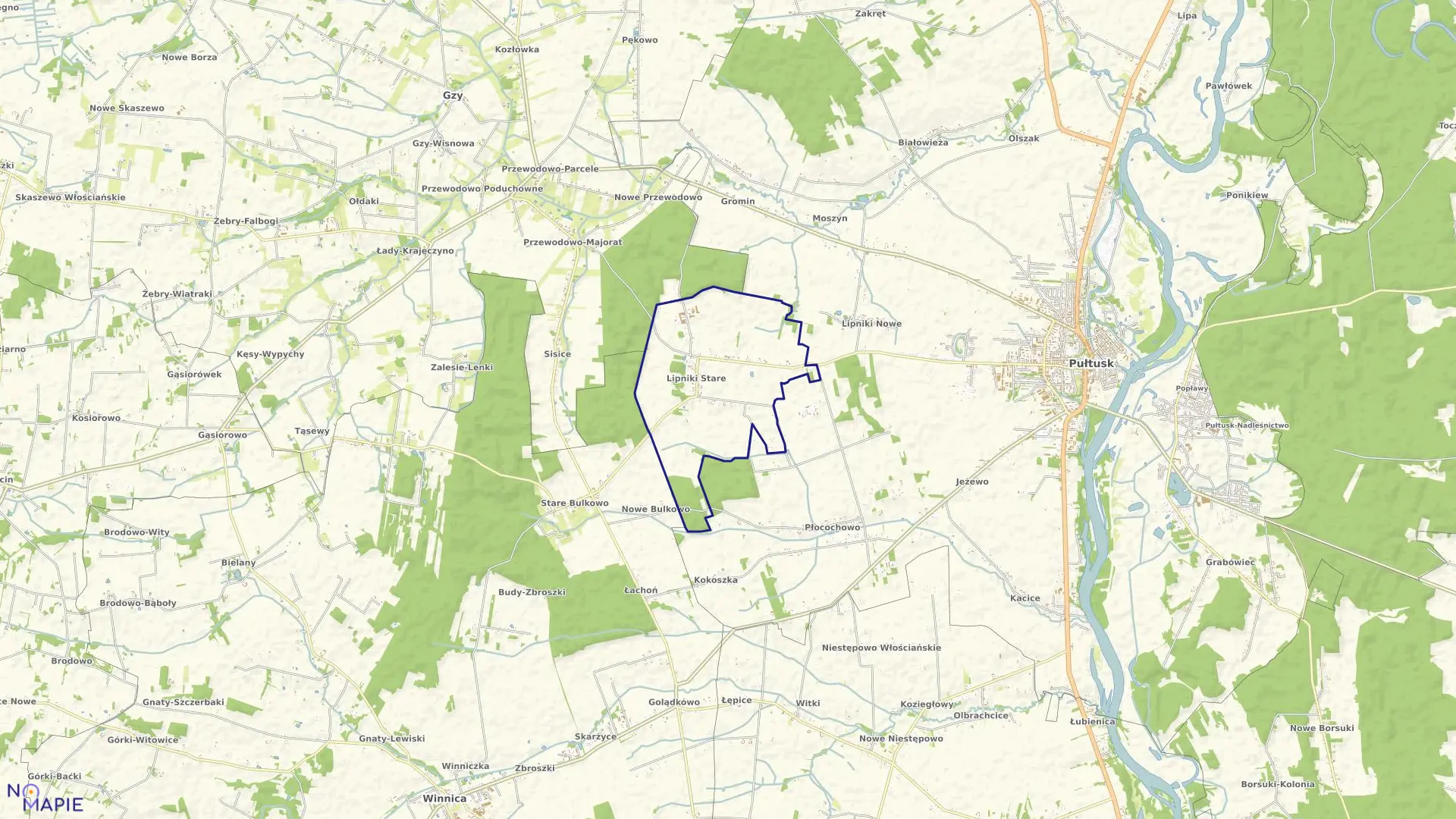 Mapa obrębu LIPNIKI STARE w gminie Pułtusk