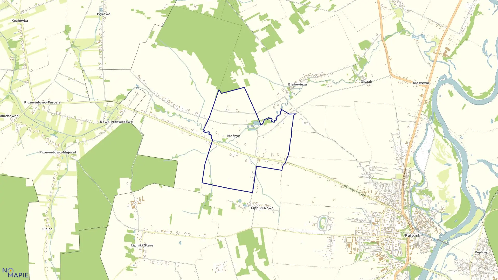 Mapa obrębu MOSZYN w gminie Pułtusk