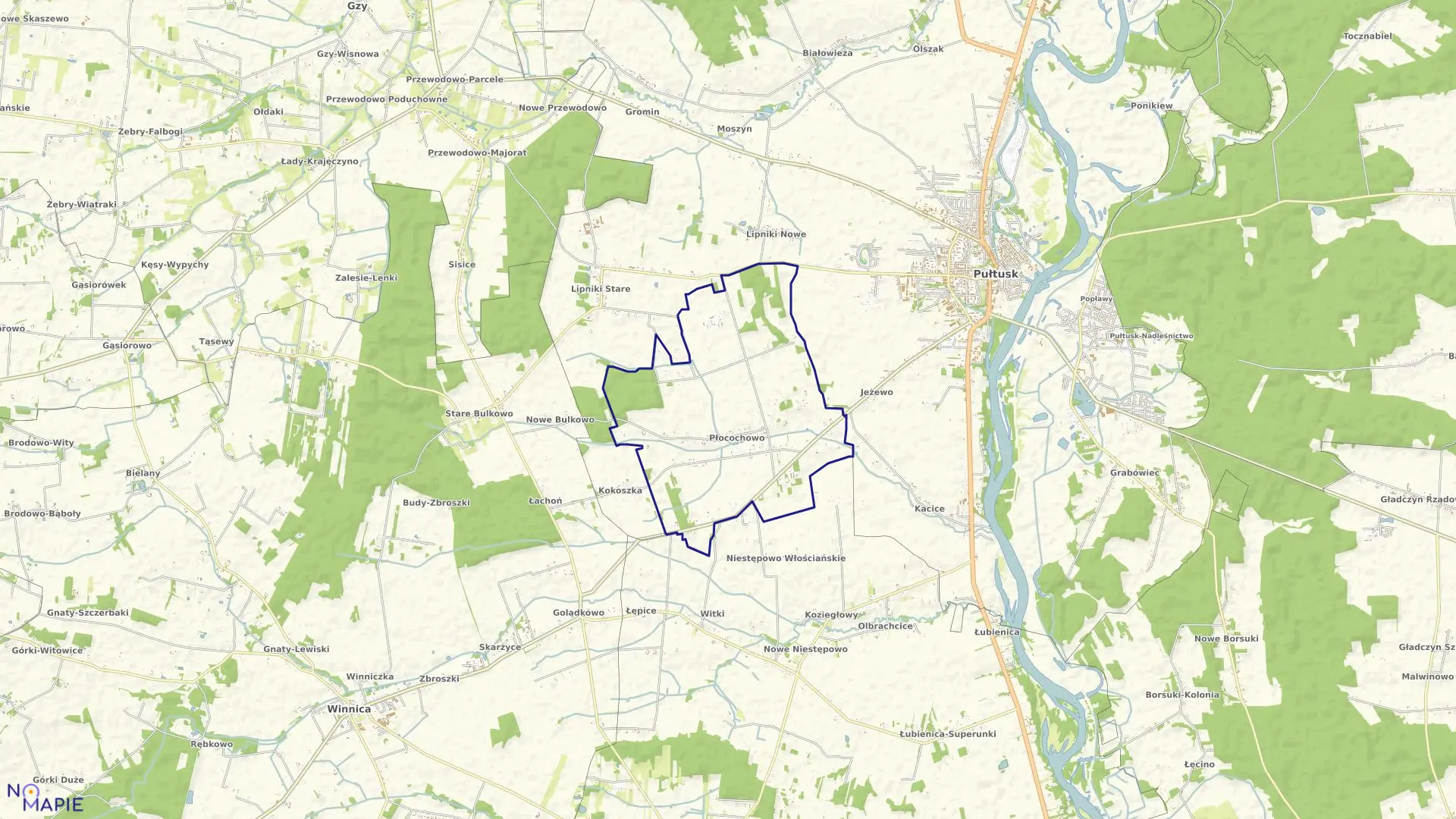 Mapa obrębu PŁOCOCHOWO w gminie Pułtusk