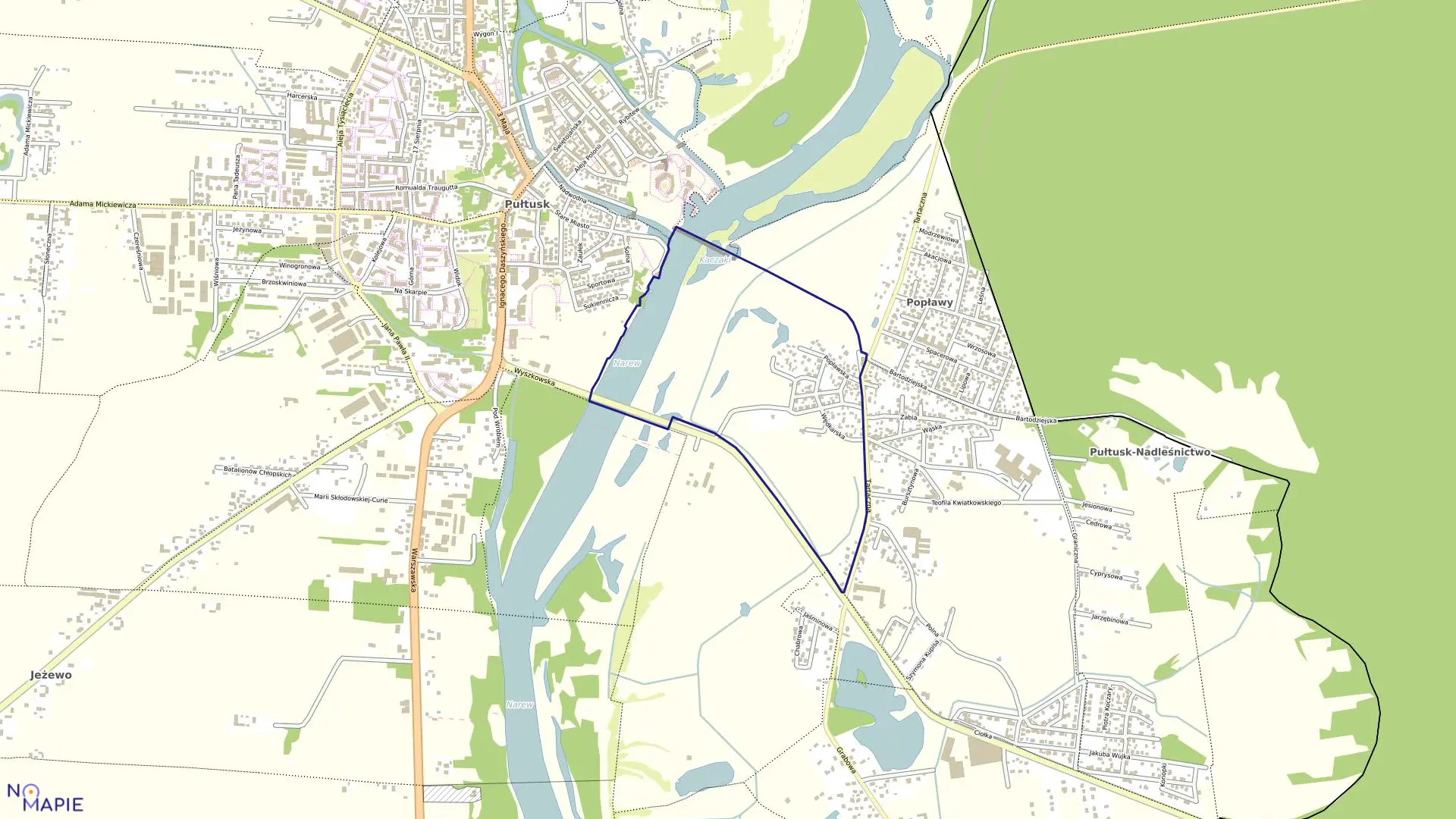 Mapa obrębu PUŁTUSK-21 w gminie Pułtusk