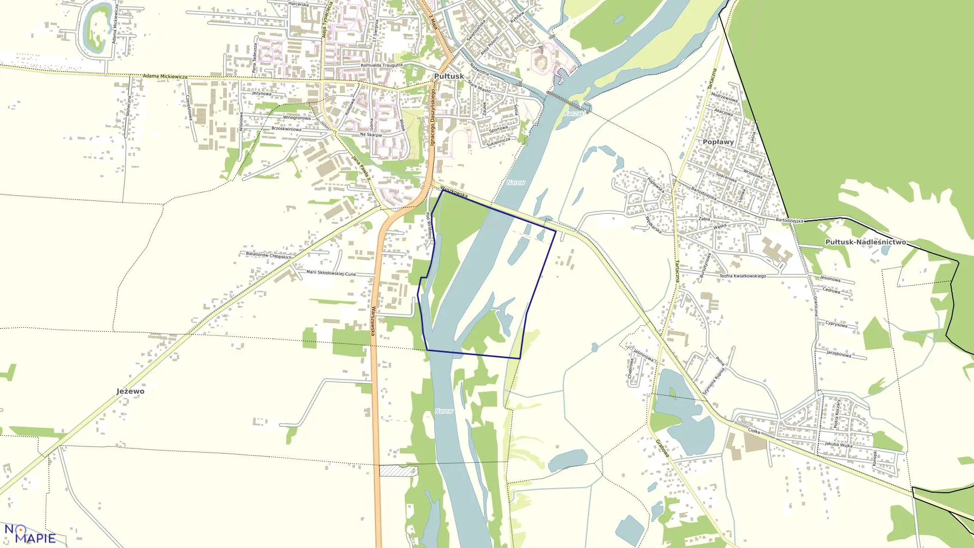 Mapa obrębu PUŁTUSK-25 w gminie Pułtusk