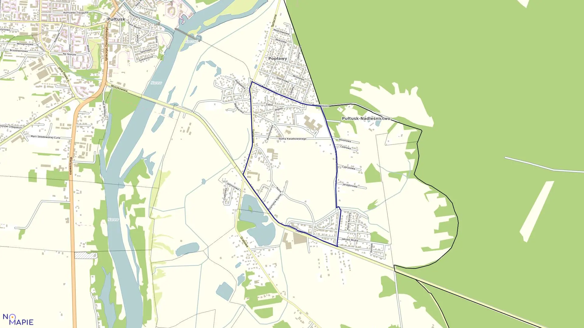 Mapa obrębu PUŁTUSK-28 w gminie Pułtusk